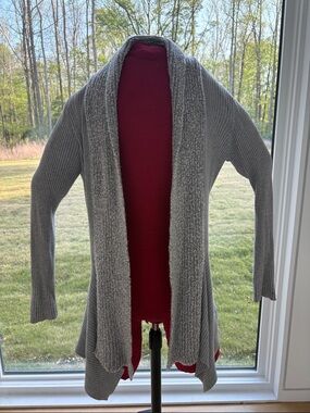 Ribbed Thigh Length Cardigan